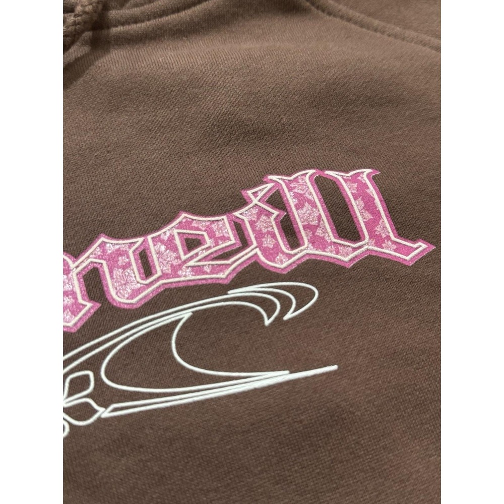 Y2K O'Neill Logo Glitter Flower Night BloomerBrown Hoodie Women Size XL‎ - Picture 8 of 13